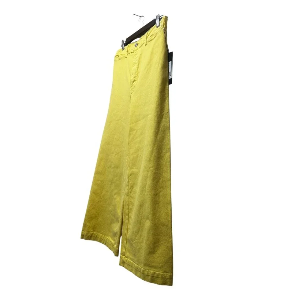 Veronica Beard Cynthia Crop Wide Leg Jeans Womens 30 Yellow Button Fly High Rise - Picture 13 of 15